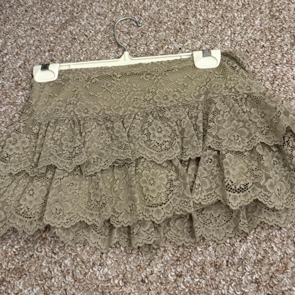 Edikted Khaki Lace Mini Skirt